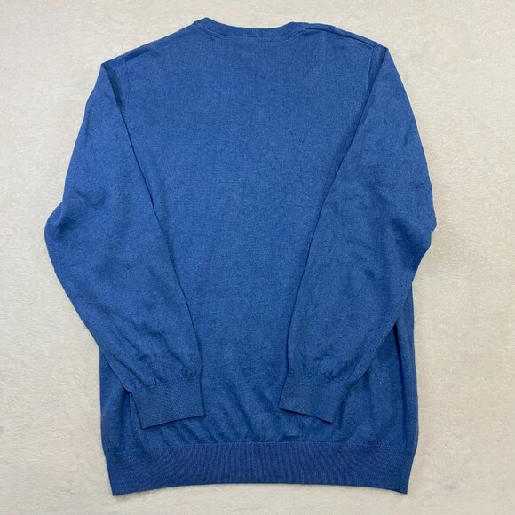 LL BEAN CASHMERE COTTON BLEND V-NECK SWEATER LIGHT BABY BLUE MENS SIZE XXL TALL - Picture 6 of 9